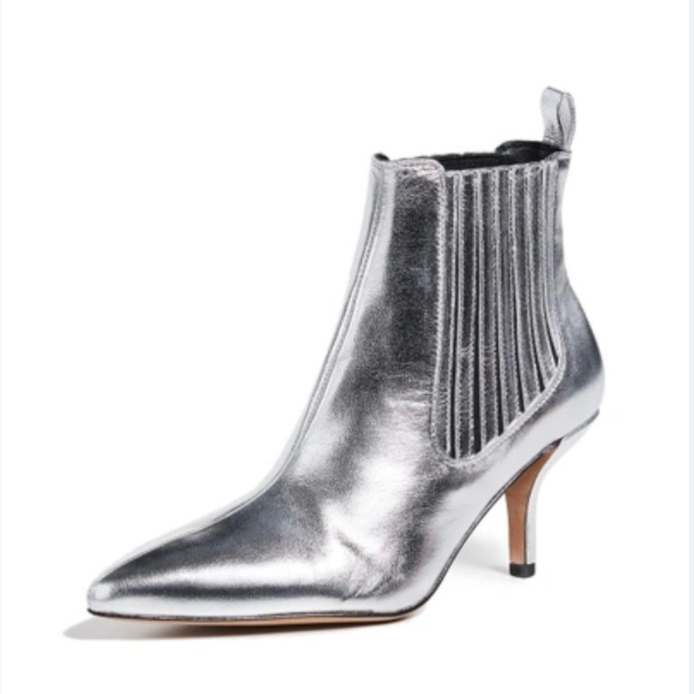 DVF Diane Von Furstenberg Mollo Silver Metallic Leather Boots